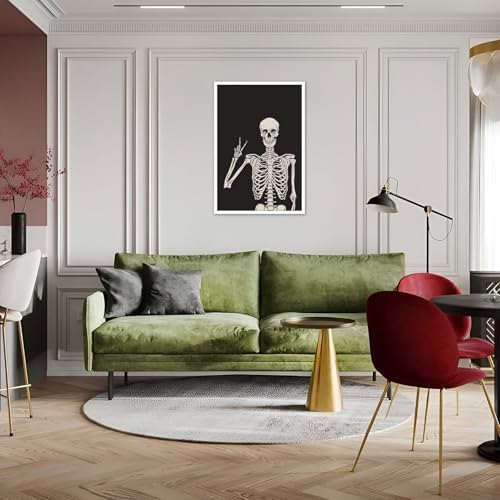 Funny Black Skeleton Canvas Wall Art Spooky Decor Halloween Poster High Hand - Image 3