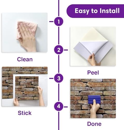 3D Peel and Stick Faux Stone Wall Panels 11.8" x 11.8" 10-Pack - Image 6