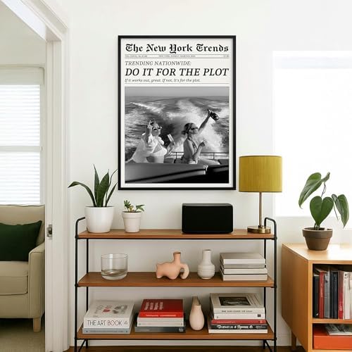 Trendy Newspaper Canvas Wall Art 24x36in Black Framed Black And White Prints - Image 7
