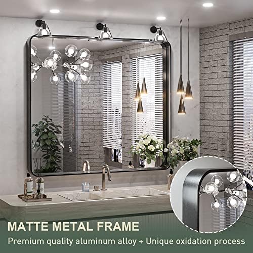 TokeShimi 36 x 36 Inch Wall Mirror Black Bathroom Vanity Mirror - Image 4