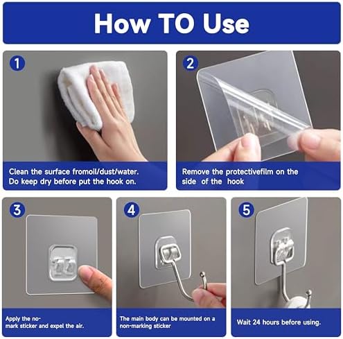 20 Pack Large Sticky Hooks for Hanging Heavy Duty, Wall Hooks Adhesive - Image 3