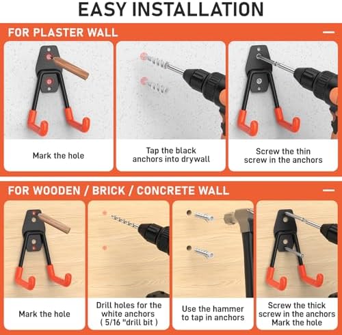 Garage Hooks, Anti-Slip Heavy Duty Wall Mount Hooks - Image 6