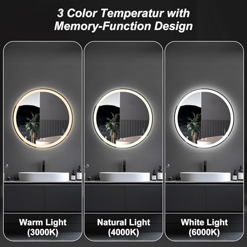 30 Inch LED Bathroom Mirror, Round Wall Mount Vanity Mirror - Image 5