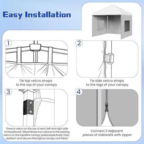 10x10 Canopy Sidewalls, UV Protection, Waterproof, Canopy Tent Accessories - Image 7