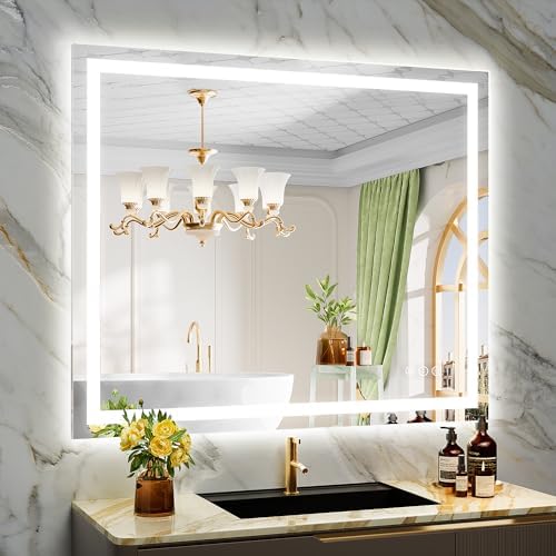 48x40 LED Bathroom Mirror with Lights, Lighted Vanity Mirror by YEELAIT