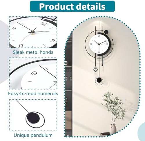 Large Wall Clock for Living Room Decor Modern Silent Black Clock - Image 5
