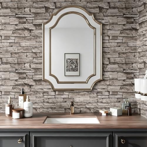 Jeweluck Brick Wallpaper Peel and Stick Stone Wallpaper Brown 16.9”×196.8” - Image 4