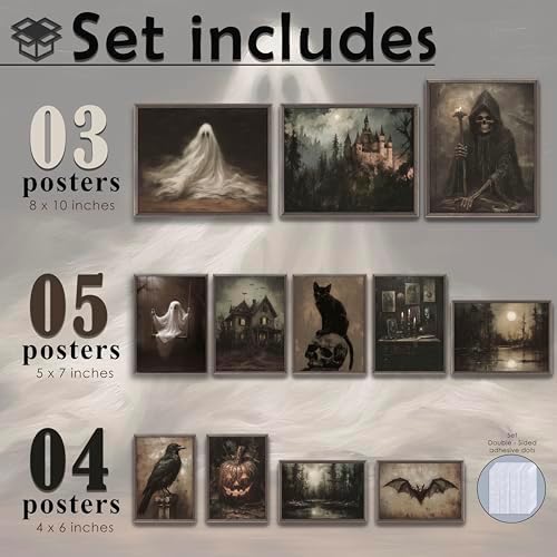 12 Pcs Gothic Halloween Wall Art - Image 2