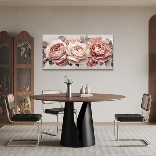TAIJXAGSG Canvas Art Wall Decor Pink Flowers Print Paintings Flower White Wall - Image 2