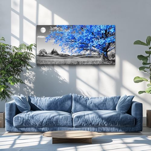 wall art for living room Simple Life Blue moon tree landscape Abstract painting - Image 3