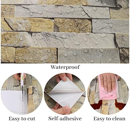 VaryPaper 32''x118'' 3D Slate Brick Wallpaper Peel and Stick - Image 7
