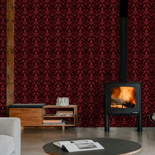 FLFK Gothic Wallpaper Peel and Stick Vintage Red Contact Paper 16" x 384" - Image 5