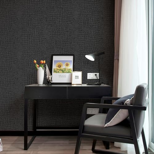 Zeeko Black Crocodile Peel and Stick Wallpaper 23.6" x 400" by Zeeko