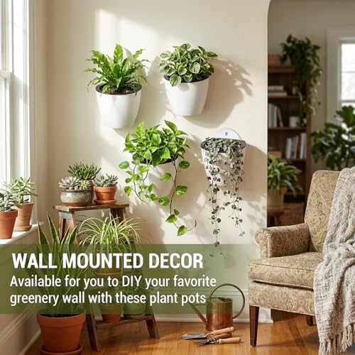 MyGift 7.5 Inch Wall Planters for Indoor Plants, Flower Cactus Herbs Plant - Image 2