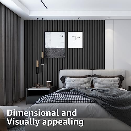 Art3d 96 x 6 Inch WPC Wood Diffuser Slat Wall Panel, Matte Black - Image 5