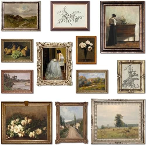 LANCHI95 12 Pcs Unframed Vintage Moody Reading Art by LANCHI95