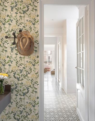 Floral Wallpaper Green Hydrangea Peel and Stick Wallpaper 17.32"x 78.74" - Image 3