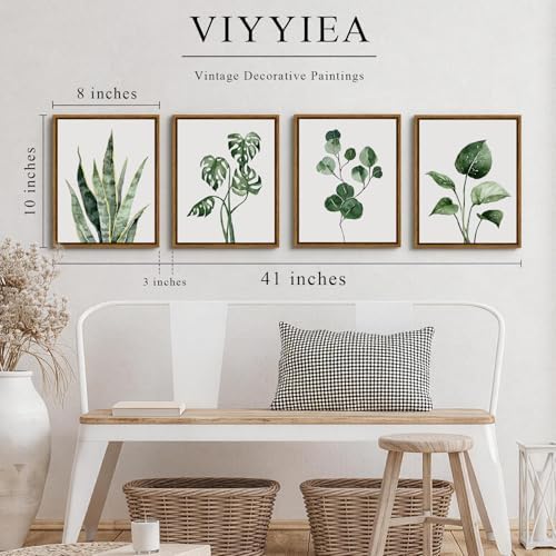 VIYYIEA Sage Green Botanical Wall Art Set of 4, Watercolor Painting, 8 x 10 - Image 3