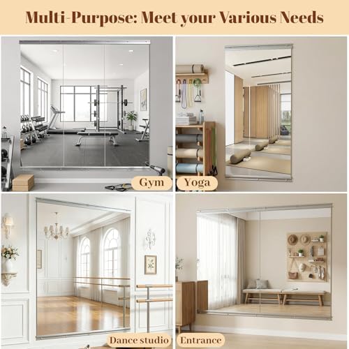 VooBang Home Gym Mirror 2 PCS 30"×55", Frameless Wall Mirror Full Length - Image 5