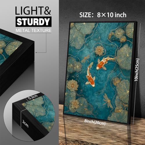 Japanese Koi Fish Zen Black Framed Canvas Wall Art Traditional Oriental Asian - Image 3