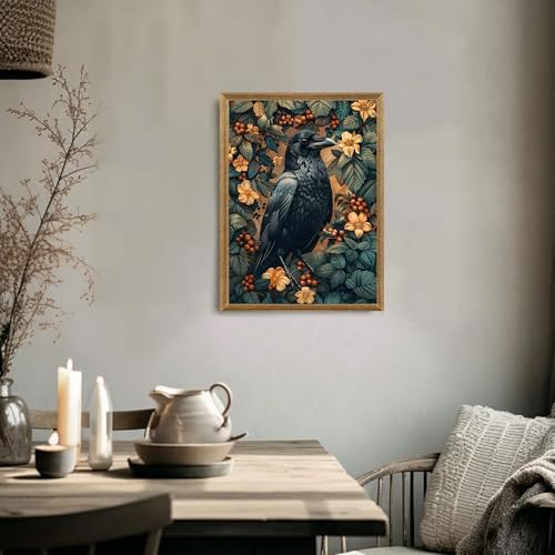 ICHZUMW Framed William Morris Raven Dark Academia Canvas Wall Art 12x16 In - Image 3
