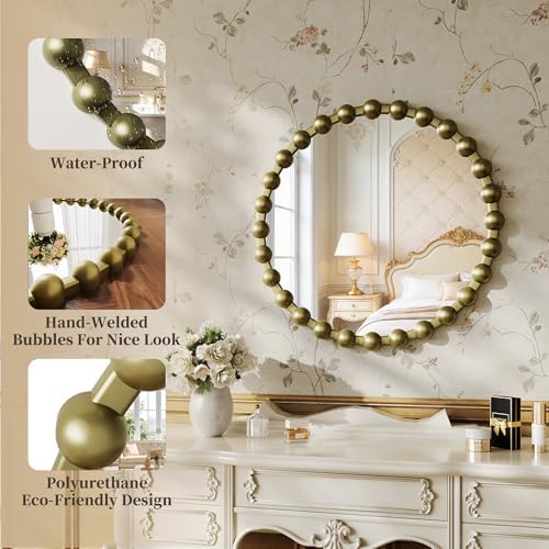 28 Inch Bronze Round Mirror, Modern Decorative Wall Mirror - Image 3