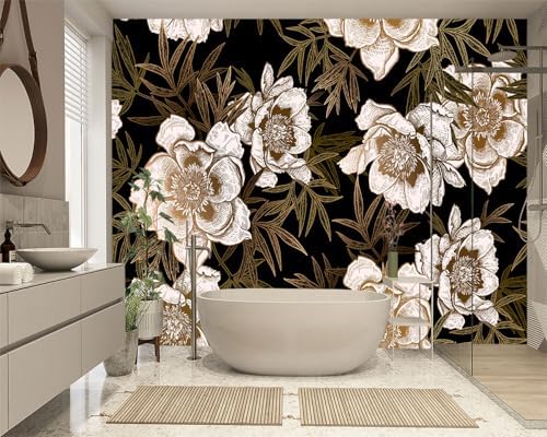 XMPMBM-Peony Floral Fabric Wallpaper Living Room Bedroom Bathroom wall Mural-W - Image 2