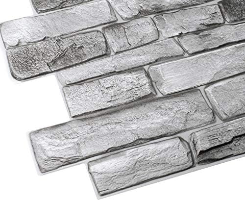 Dundee Deco Grey Faux Stone PVC 3D Wall Panel, 3.2 ft X 1.6 ft, Interior Design - Image 5