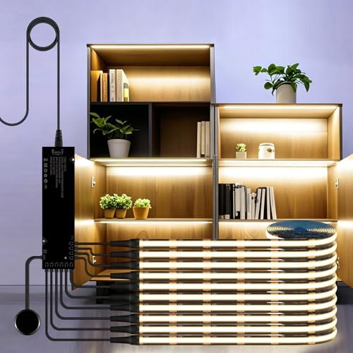Black Cabinet Light COB LED Strip 10‑in‑1 Dimmable Touch Control by tlinkosta