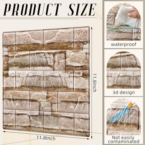 Colarr 60 Pcs 58 Sq ft 3D Wall Panels Peel and Stick, Brick Color - Image 2