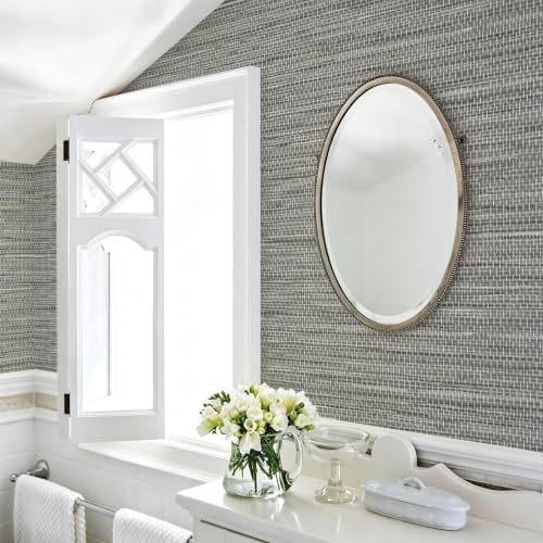Grasscloth Peel and Stick Wallpaper Faux Linen 17.3in x 118.1in - Image 4