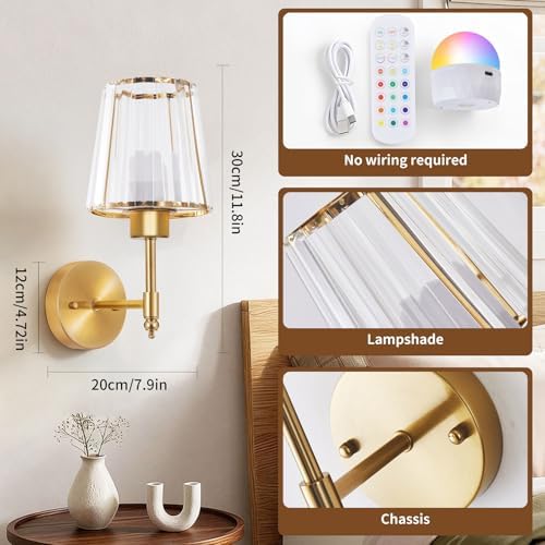 Battery Operated Wall Sconce Set of 2, Rechargeable Wireless Wall Lights - Image 3