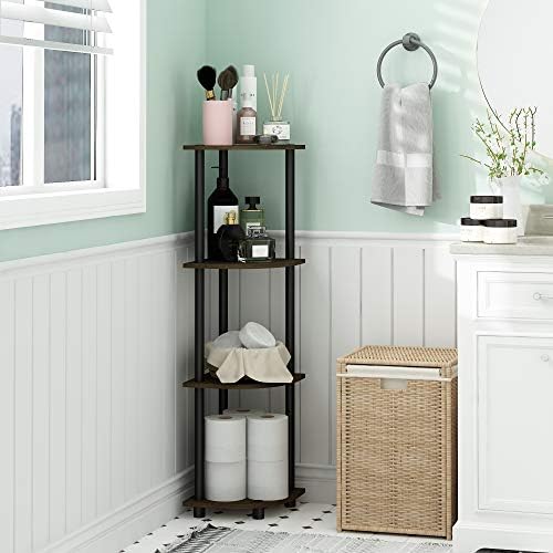 Furinno TURN-N-TUBE Corner Shelf, 4-Tier Corner Bookshelf, Display Storage - Image 2