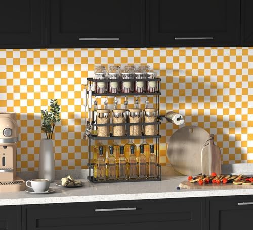 OSECAGE Peel and Stick Wallpaper Orange Checkered Contact Paper 17.7"x197" - Image 2