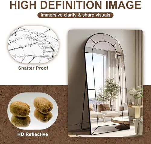 Delma Arched Window Pane Full Length Mirror, Window Mirror - Image 3