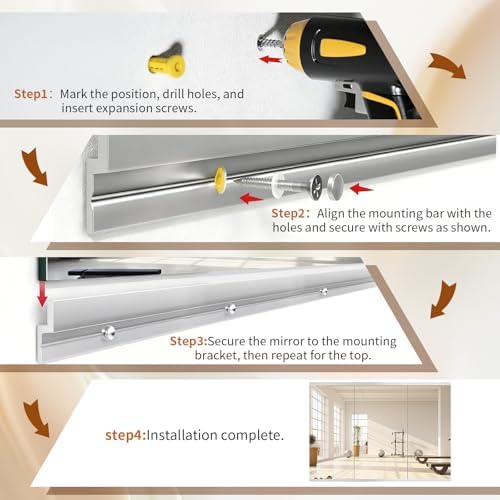 VooBang Home Gym Mirror 3 PCS 28"×55", Frameless Wall Mirror Full Length - Image 5