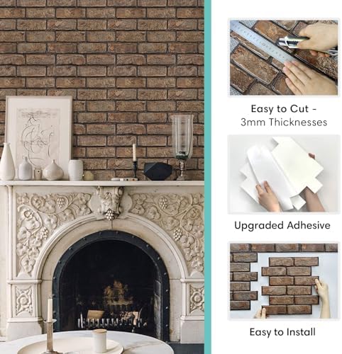 Commomy 3D Peel and Stick Brick Tiles 10 pcs 11.8" x 11.8" - Image 6