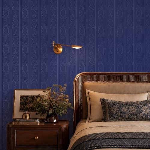 JiffDiff Navy Blue 3D Embossed Textured Peel Stick Wallpaper 17.3"x800" - Image 2