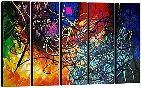 Wieco Art Colorful Abstract Heart Oil Paintings on Canvas Wall Art Ready to Hang by WiecoArt
