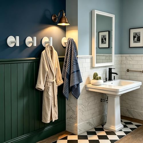 Heavy Duty White Towel Hooks, Stainless Steel Adhesive Coat Hooks - Image 7