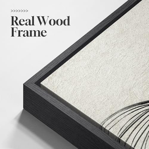 Framed Black and Beige Neutral Abstract Wall Art - Image 5