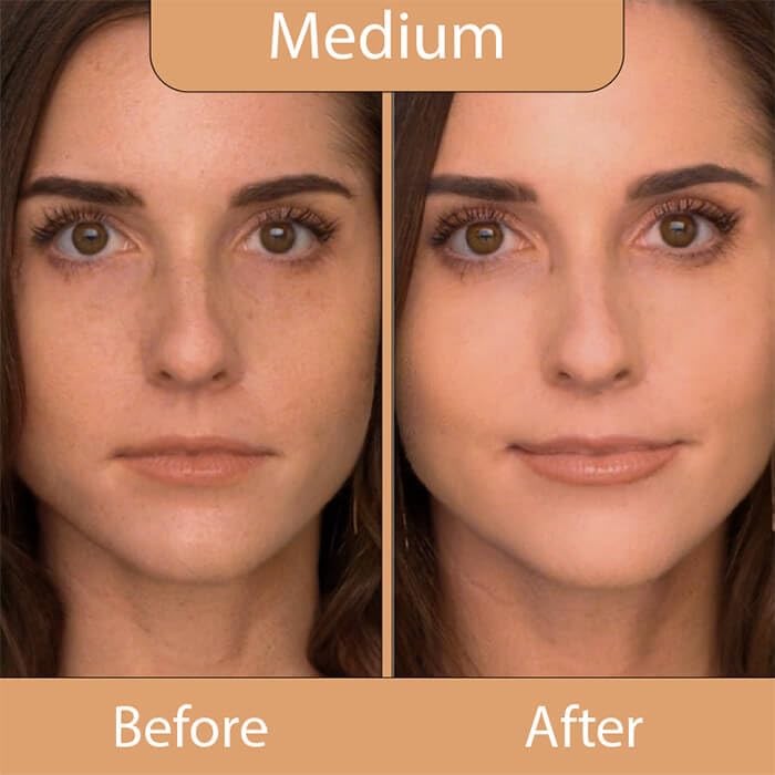 LUMINESS Silk Airbrush Spray Foundation 2-PC Kit - Foundation & Dual-Sided Angled Makeup Brush - Buildable Coverage, Anti-Aging Formula, Humidity Resistant, Hydrates & Moisturizes, Medium