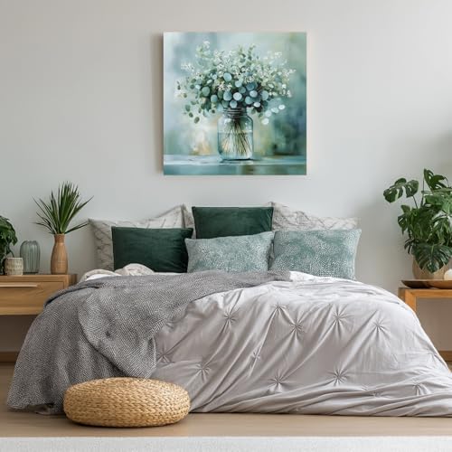 IAFWZX Wrapped Canvas Sage Green Eucalyptus Farmhouse Wall Art 12x12 in - Image 4