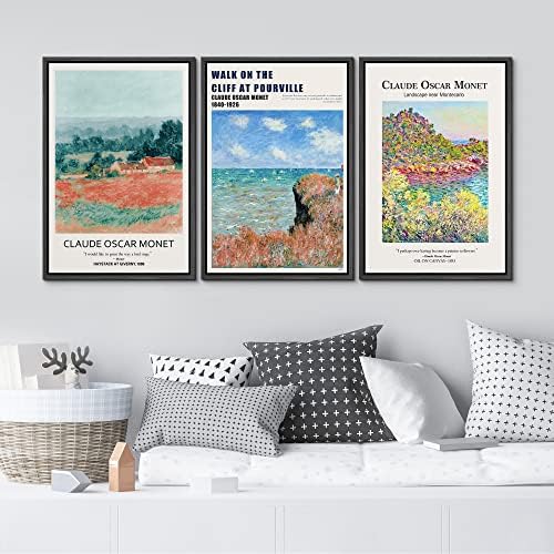 MUDECOR Framed Wall Art Print Set Walk on The Cliff at Pourville by Claude - Image 3