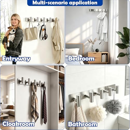 Brushed Nickel Coat Rack Wall Mount - Image 5