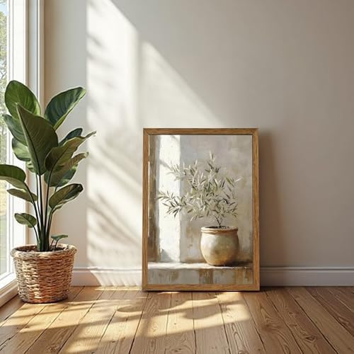 AVECCO Potted Vintage Olive Tree Botanical Wall Art Framed Canvas 16x24 in - Image 3