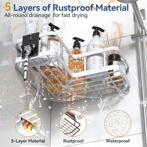 YASONIC Corner Shower Caddy Adhesive, 100% Rustproof Shower Organizer - Image 4