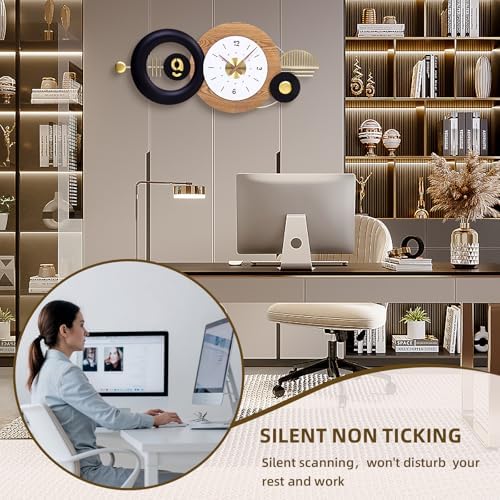 38x17 Inch Modern Silent Battery Powered Wall Clock - Image 4