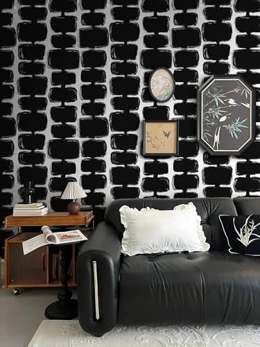 Safiyya Peel and Stick Wallpaper Black and White Contact Paper Mid Century - Image 4