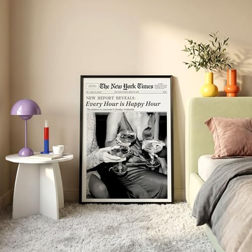 Retro Black and White Newspaper Wall Art 20x30inch Black Framed Every Hour Is - Image 2